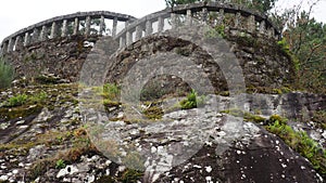 Double stone gazebo in the natural park of La Toxa, Silleda, Pontevedra, Galicia, Spain photo