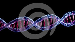 Double stranded DNA on black background . Created by generative AI photo