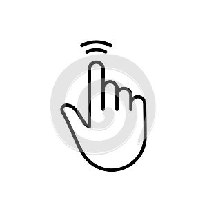 Double Tap Gesture of Computer Mouse. Pointer Finger Black Line Icon. Cursor Hand Linear Pictogram. Touch Click Press