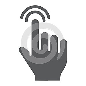 Double tap glyph icon, finger and gesture, click sign, vector graphics, a solid pattern on a white background.