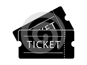Double Ticket Admission. Black Illustration Isolated on a White Background. EPS Vector