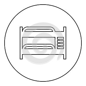 Double tier bunk bed icon in circle round black color vector illustration image outline contour line thin style