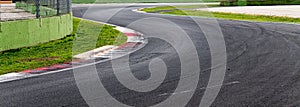 Double turn chicane asphalt track motor sport circuit surface level view