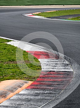 Double turn chicane asphalt track motor sport circuit surface view