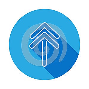 double up arrow icon with long shadow. Thin line icon for website design and development, app development. Premium icon on white