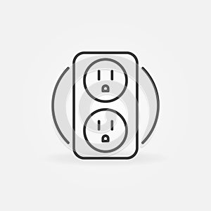 Double US smart socket vector concept icon in thin line style