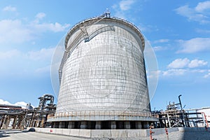 Double wall, cylindrical and vertical ammoniac storage tank in the factory. photo