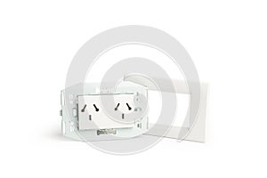 Double wall socket on a white background