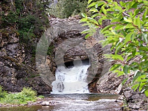 Double waterfall in late summer