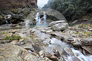 Double waterfall and stream