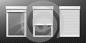 Double window with roller shutter up and close