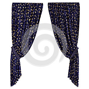 Double wizard curtains isolated on a white background