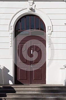 Double wooden colorful door.