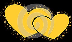 Double Yellow or Gold Love with gold Sparkling glitter Stars Vector clipart icon #14