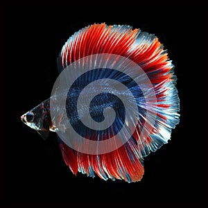 Doubletail Betta on black background. Beautiful fish.