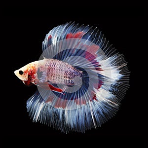 Doubletail Betta on black background. Beautiful fish.