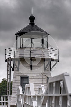 Doubling Point Lighthouse Close Up of Walkway and Light in Mist