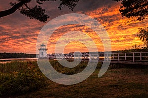 Doubling Point Lighthouse Walkway and Shoreline Sunset