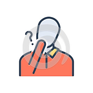 Color illustration icon for Doubt, hesitancy and suspicious