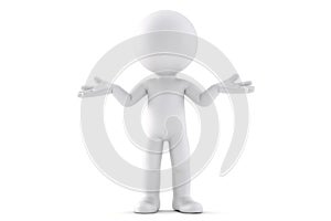 Doubter. 3D illustration. Isolated over white background