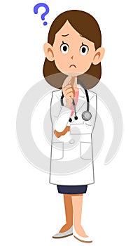 Doubting female doctor whole body