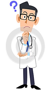 Doubting male doctor whole body