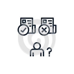 doubts icon vector from detecting fake news concept. Thin line illustration of doubts editable stroke. doubts linear sign for use