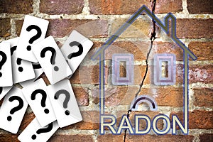 Doubts and uncertainties about the danger of radon gas in our homes - concept image with an outline of a small house with radon