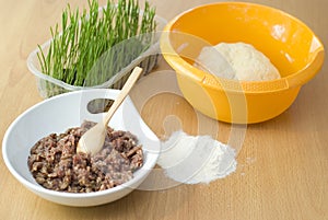 Dough with forcemeat