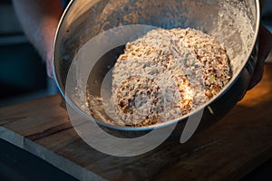 Dough preparation for a rustic grain bread