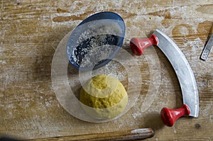 Dough and rolling pin