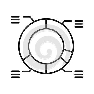 Doughnut chart line black icon. Record keeping concept. Visual comparison of data. Sign for web page, mobile app, button, logo