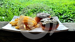 Doughnut and fried potato