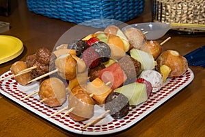 Doughnut and fruit Shish Kabobs