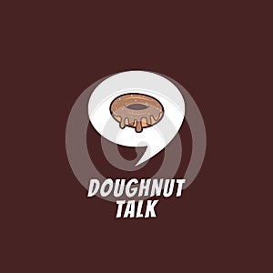 Doughnut Talk logo icon in cute playful fun style with bubble speech cartoon