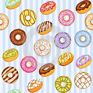 Doughnut vector set, blue tasty sweets illustration