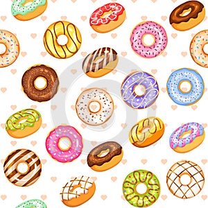 Doughnut vector set, colorful tasty sweets illustration