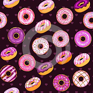 Doughnut vector set, dark tasty sweets illustration