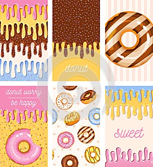 Doughnut vector template set, tasty sweets illustration