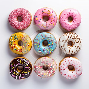 Colorful Donuts With Various Sprinkles - A Delicious Treat photo