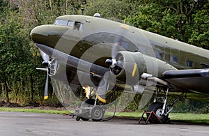 The Douglas C-47 Skytrain or Dakota is a military transport aircraft developed from the civilian Douglas DC-3 airliner