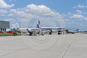 Douglas DC-6 and North American B-25J Mitchell