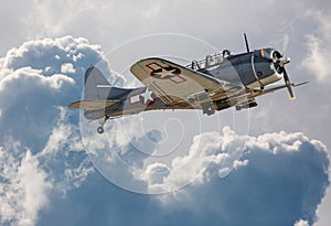 Douglas SBD Dauntless Dive Bomber in Flight