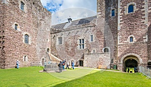 Doune Castle, medieval stronghold near the village of Doune, in the Stirling district of central Scotland.