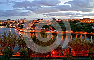 Douro river night view in Porto