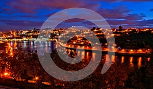Douro river night view in Porto