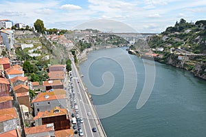 Douro River Top View from Dom LuÃ­s I Bridge in Porto, Portugal