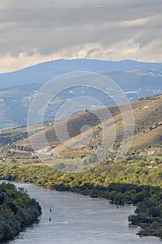 Douro river valley in Portugal. Miradouro Sebolido