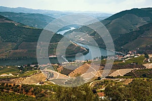 Douro Valley, Portugal. Top view of river.