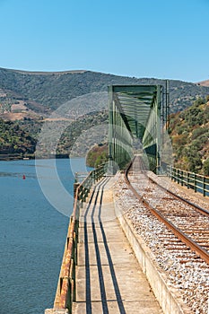 Douro valley view near the Ferradosa bridge at Sao Xisto Located in Vale de Figueira, Sao Joao da Pesqueira Municipality, the photo